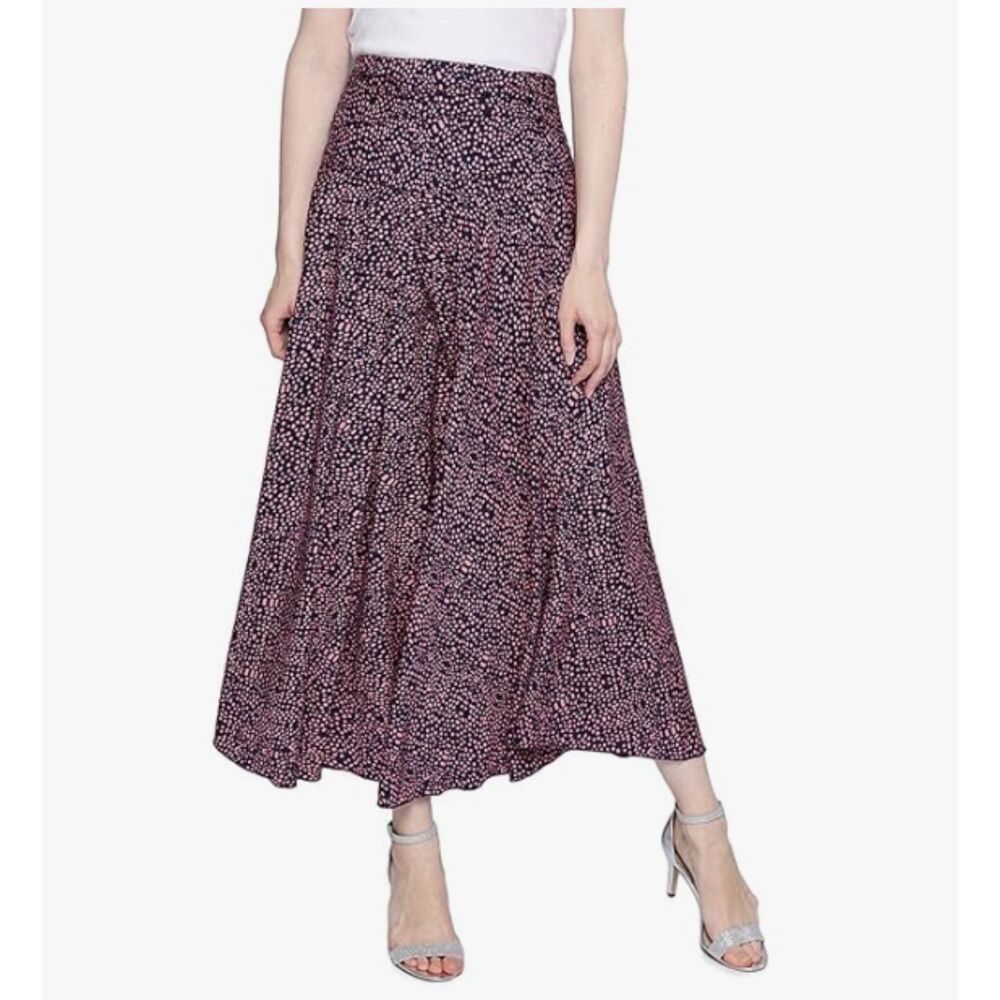 Jones NY Collection Black White Abstract Print Sheer Maxi Skirt Size 16